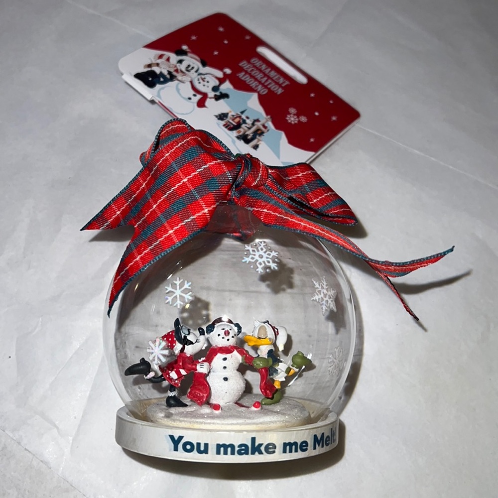 DISNEY Holiday Lodge Minnie Mouse & Daisy Duck Glass Ornament